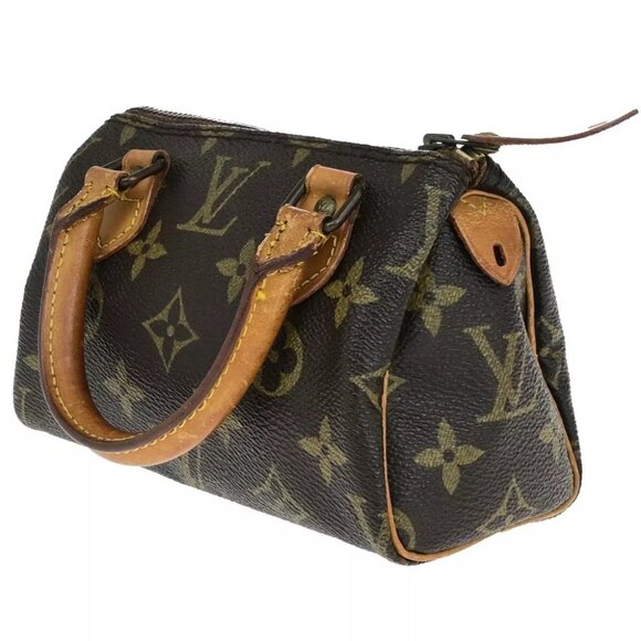 AUTHENTICITY GUARANTEED LOUIS VUITTON Mini Speedy Hand Bag Monogram Leather - Picture 2 of 14